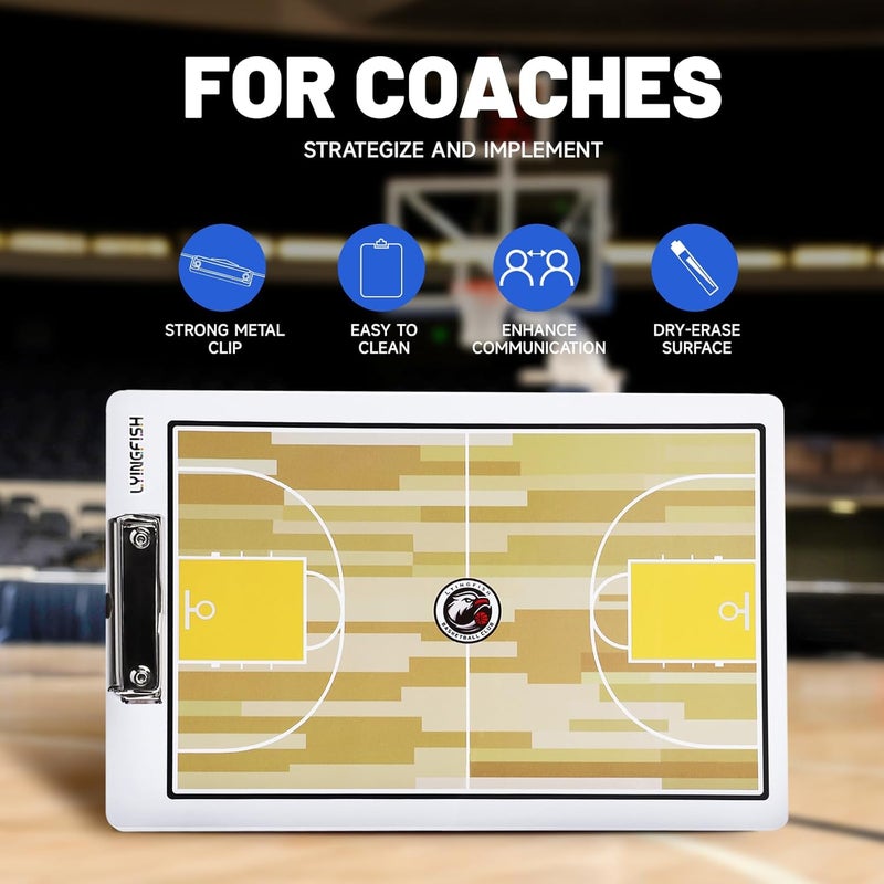 LYINGFISH Basketball Dry Erase Coaches Clipboard, Waterproof Basketball Clipboard for Coaches Double-Sided Basketball White Board for Coaches Writable and Erasable Basketball Dry Erase Board for Coaches （White） - Image 5